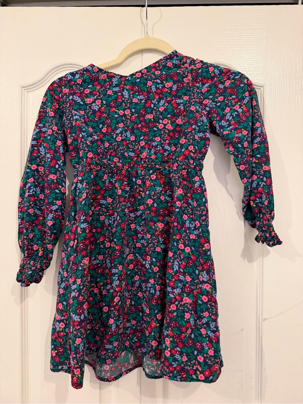 Crewcuts factory Floral Long-Sleeve Dress in blue and Pink Sz 8